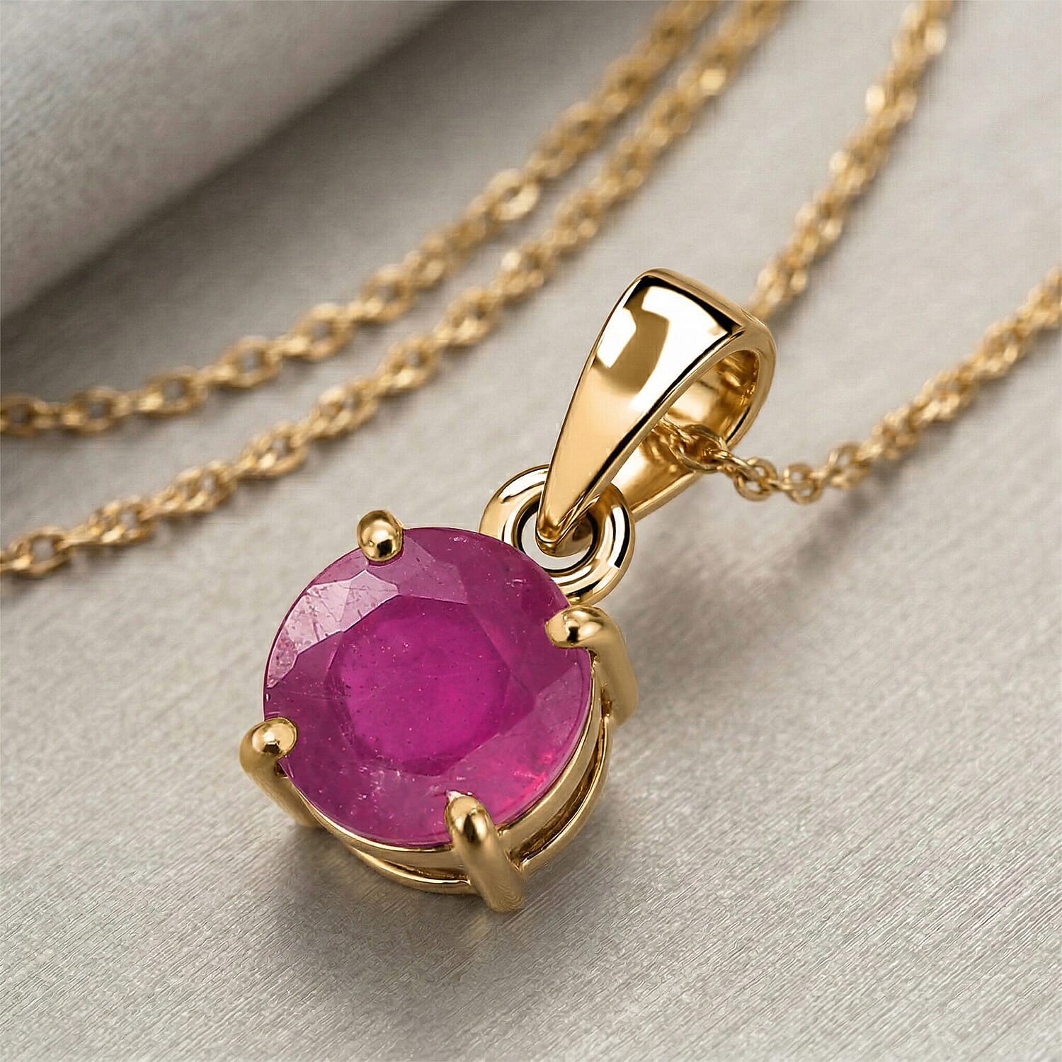 9K Yellow Gold AA African Ruby Pendant 1.27 Ct.