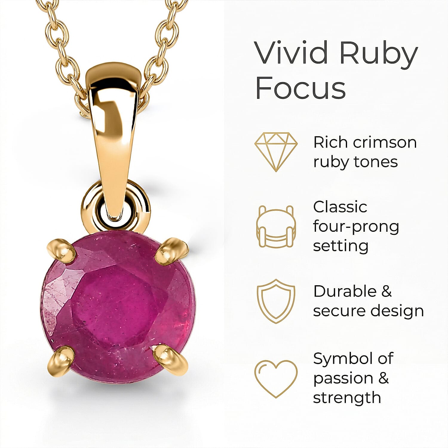 9K Yellow Gold AA African Ruby Pendant 1.27 Ct.