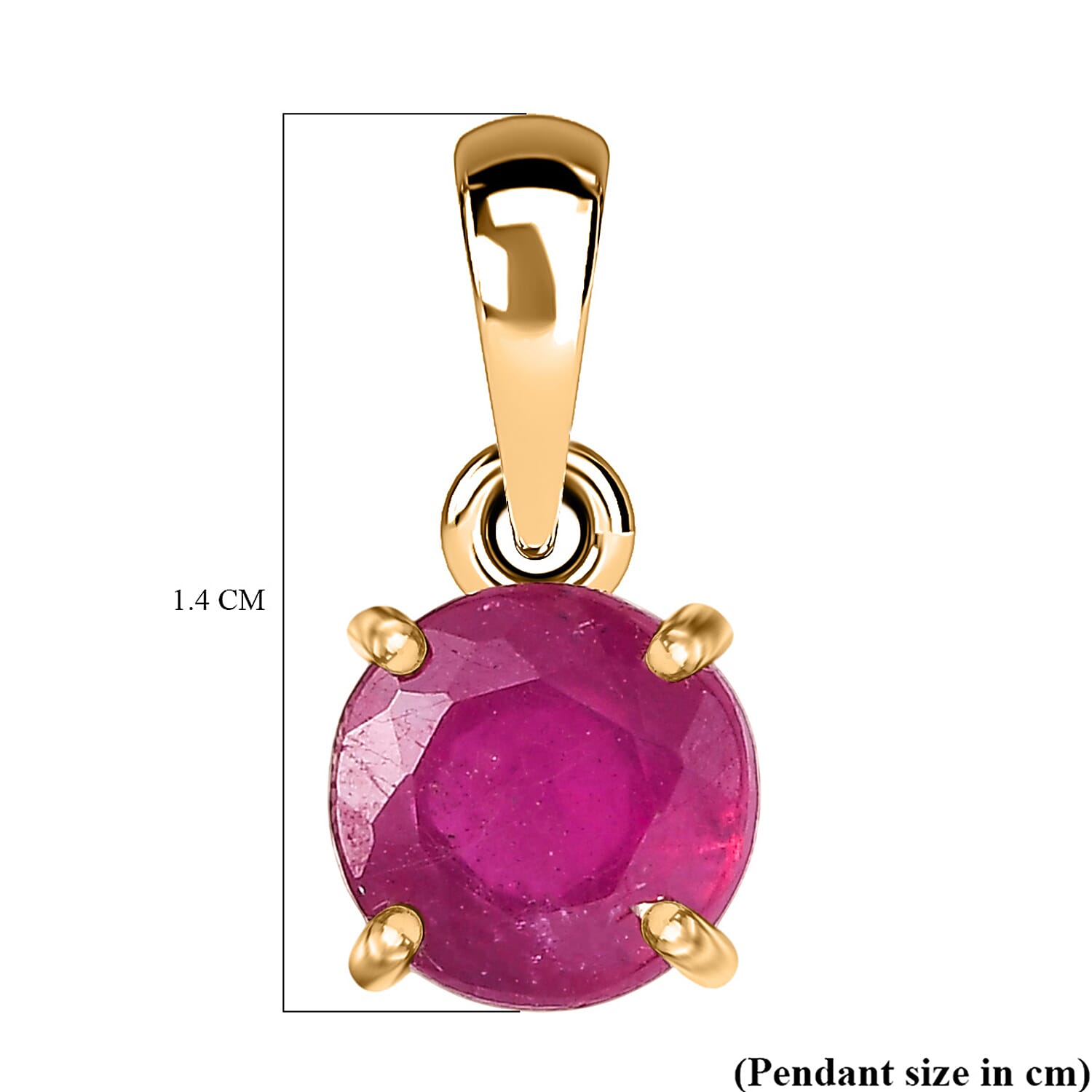 9K Yellow Gold AA African Ruby Pendant 1.27 Ct.