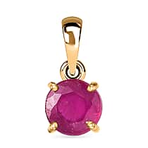 9K Yellow Gold African Ruby Solitaire Pendant 1.27 Ct.