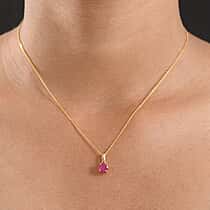 9K Yellow Gold African Ruby Solitaire Pendant 1.27 Ct.