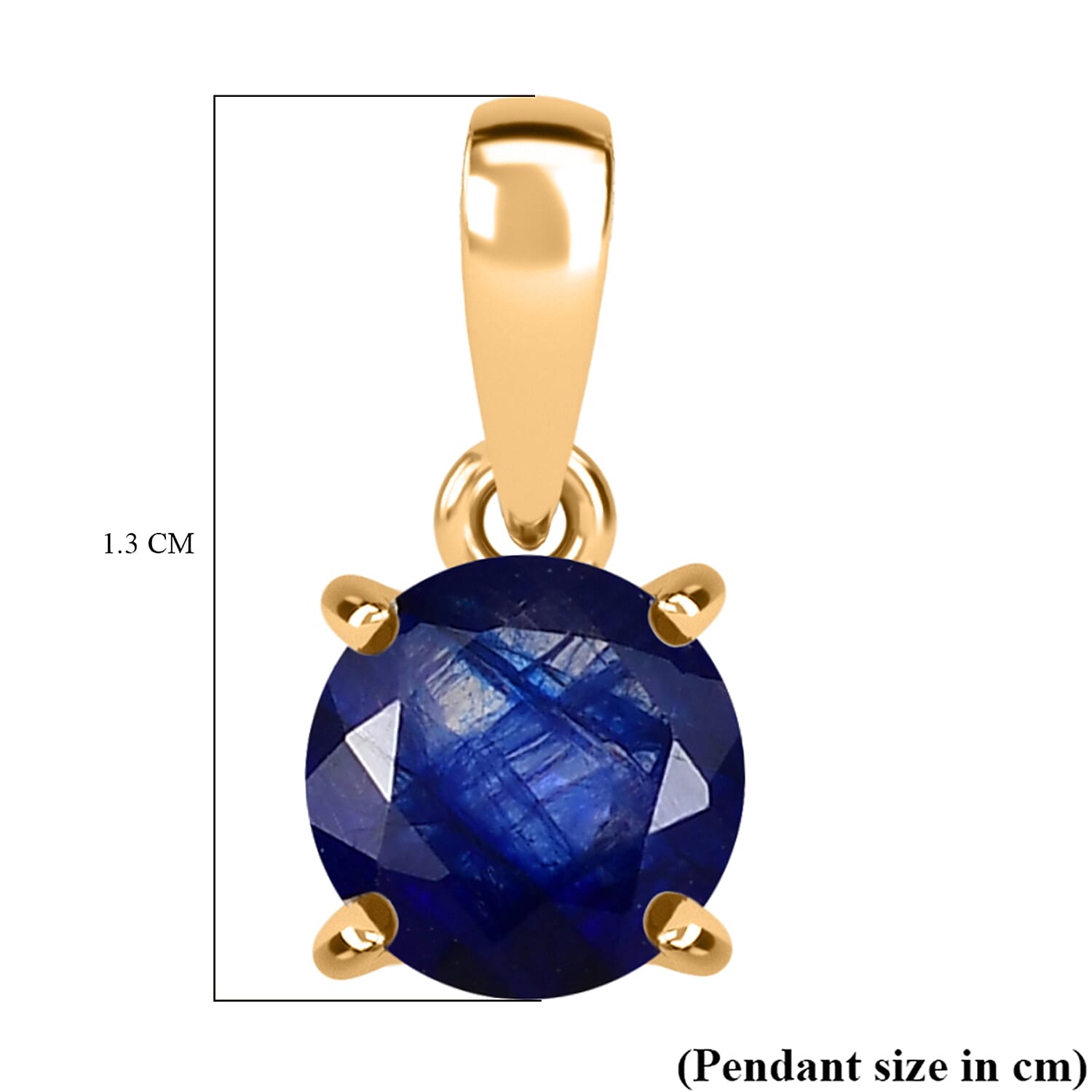9K Yellow Gold AA Fissure Filled Blue Sapphire Pendant 1.22 Ct.