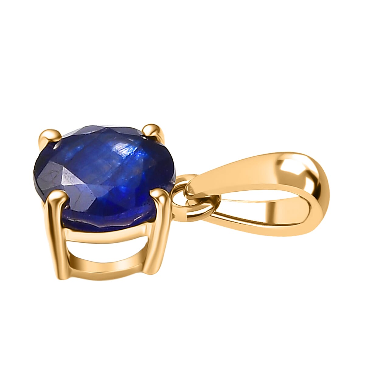 9K Yellow Gold AA Fissure Filled Blue Sapphire Pendant 1.22 Ct.