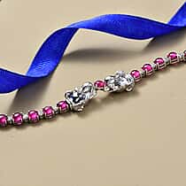 D'Joy African Ruby & White Zircon Bracelet (Size - 7) with GB Lock Box in Rhodium Overlay Sterling Silver 16.33 Ct.