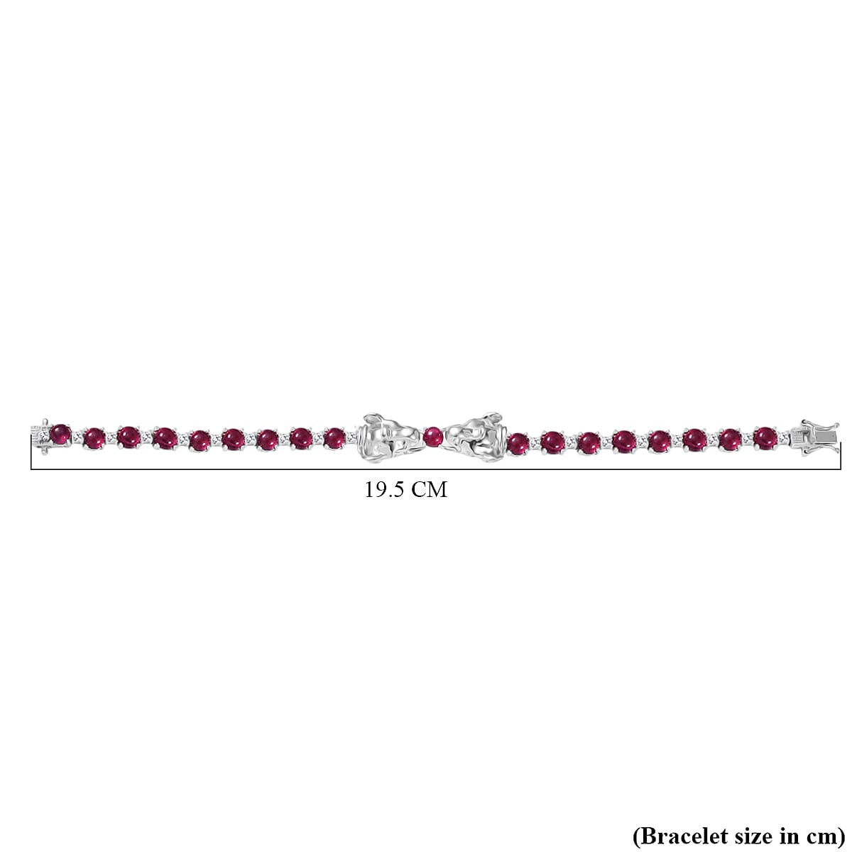 D'Joy African Ruby & White Zircon Bracelet (Size - 7) with GB Lock Box in Rhodium Overlay Sterling Silver 16.33 Ct.