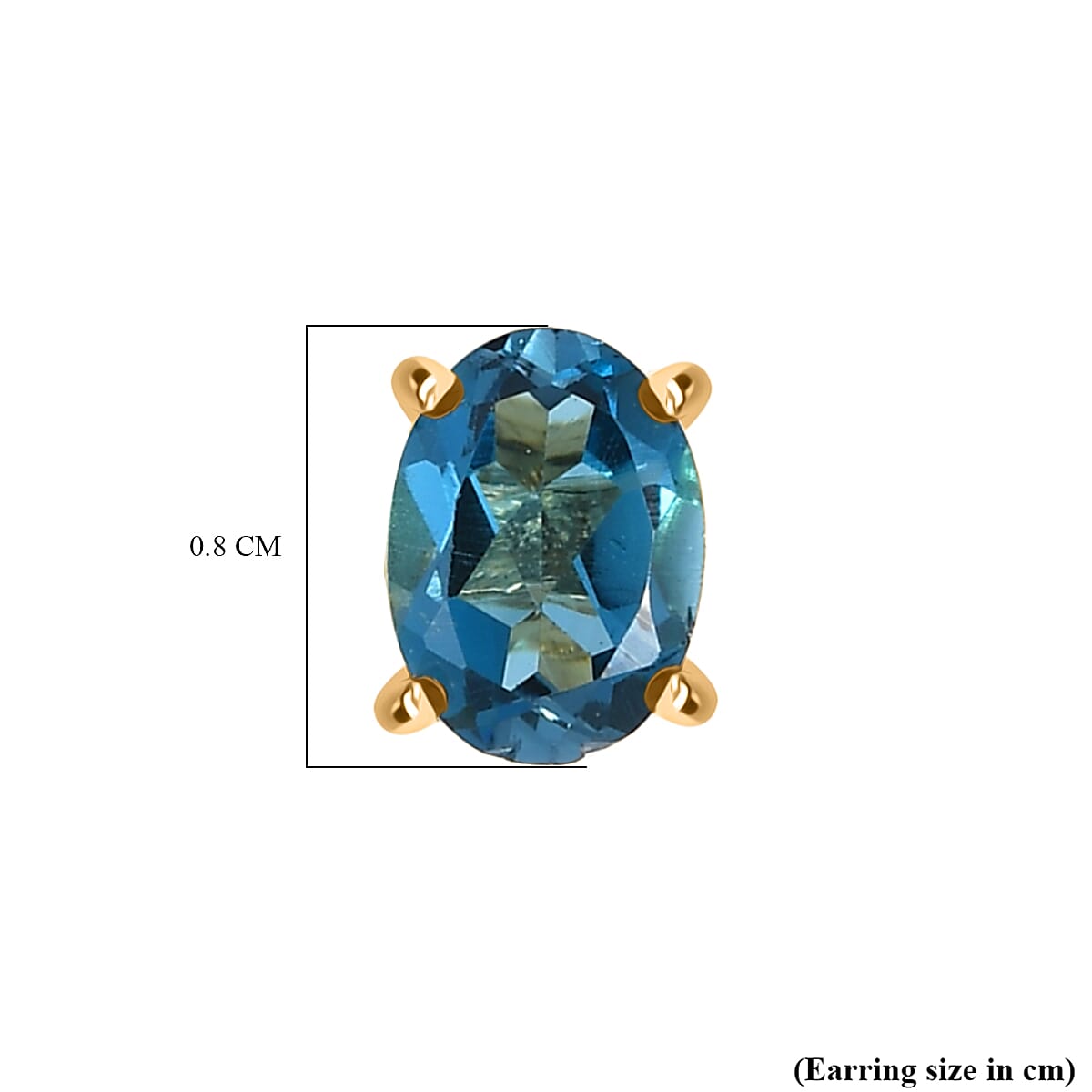 Certified London Blue Topaz Solitaire Stud Push Post Earring in Yellow Gold Plated Sterling Silver 1.92 Ct.