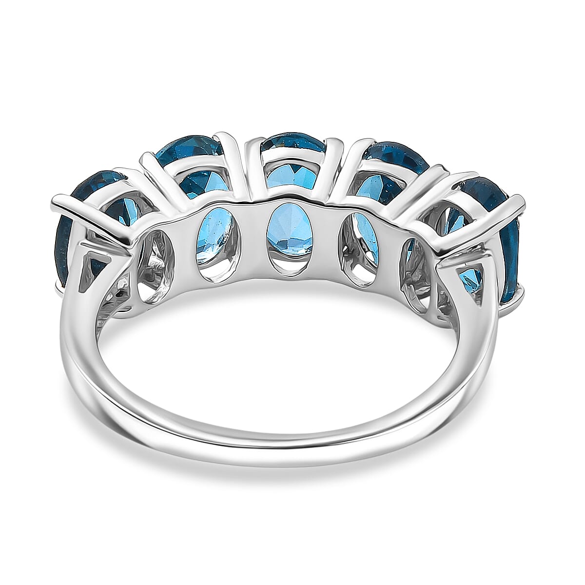 D'Joy Certified London Blue Topaz Ring in Platinum Overlay Sterling Silver 4.79 Ct.