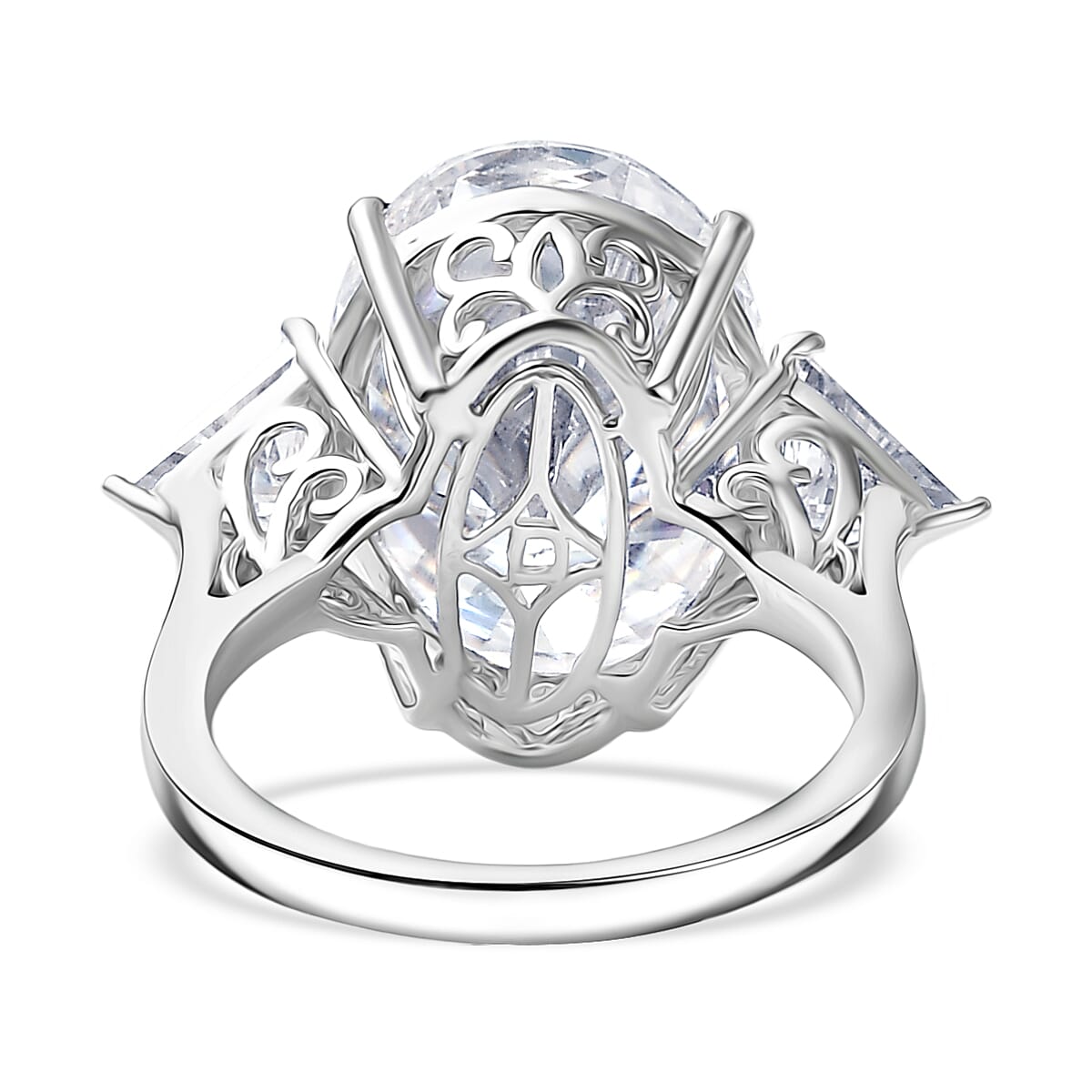 LAST IN STOCK - D'Joy Moissanite 3 Stone Ring in Rhodium Overlay Sterling Silver 13.78 Ct.
