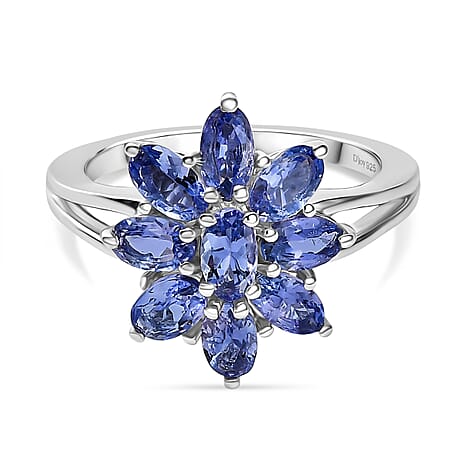 D'Joy Tanzanite Ring in Platinum OverlaySterling Silver  2.115  Ct.