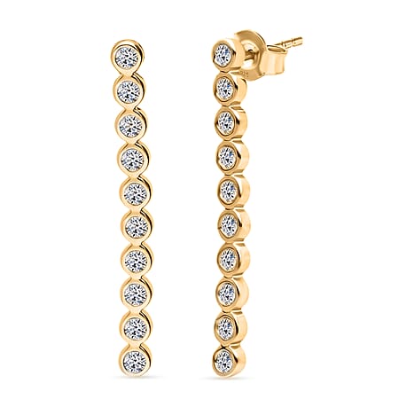 LUXURIANT 0.50 Ct. Lab Grown Diamond Dangling Push Post Earring in 18K Vermeil Yellow Gold Plated Sterling Silver (SI-GH) LUXURIANT 0.50 Ct. Lab Grown Diamond Dangling Push Post Earring in 18K Vermeil Yellow Gold Plated Sterling Silver (SI-GH)