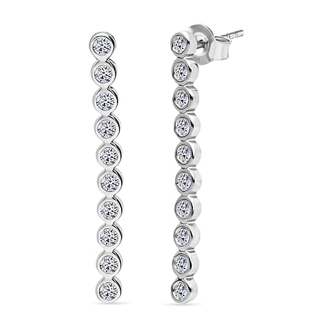 Luxuriant Lab Grown Diamond (SI-GH) Earring with Push Back in Rhodium Overlay Sterling Silver 0.50 Ct.