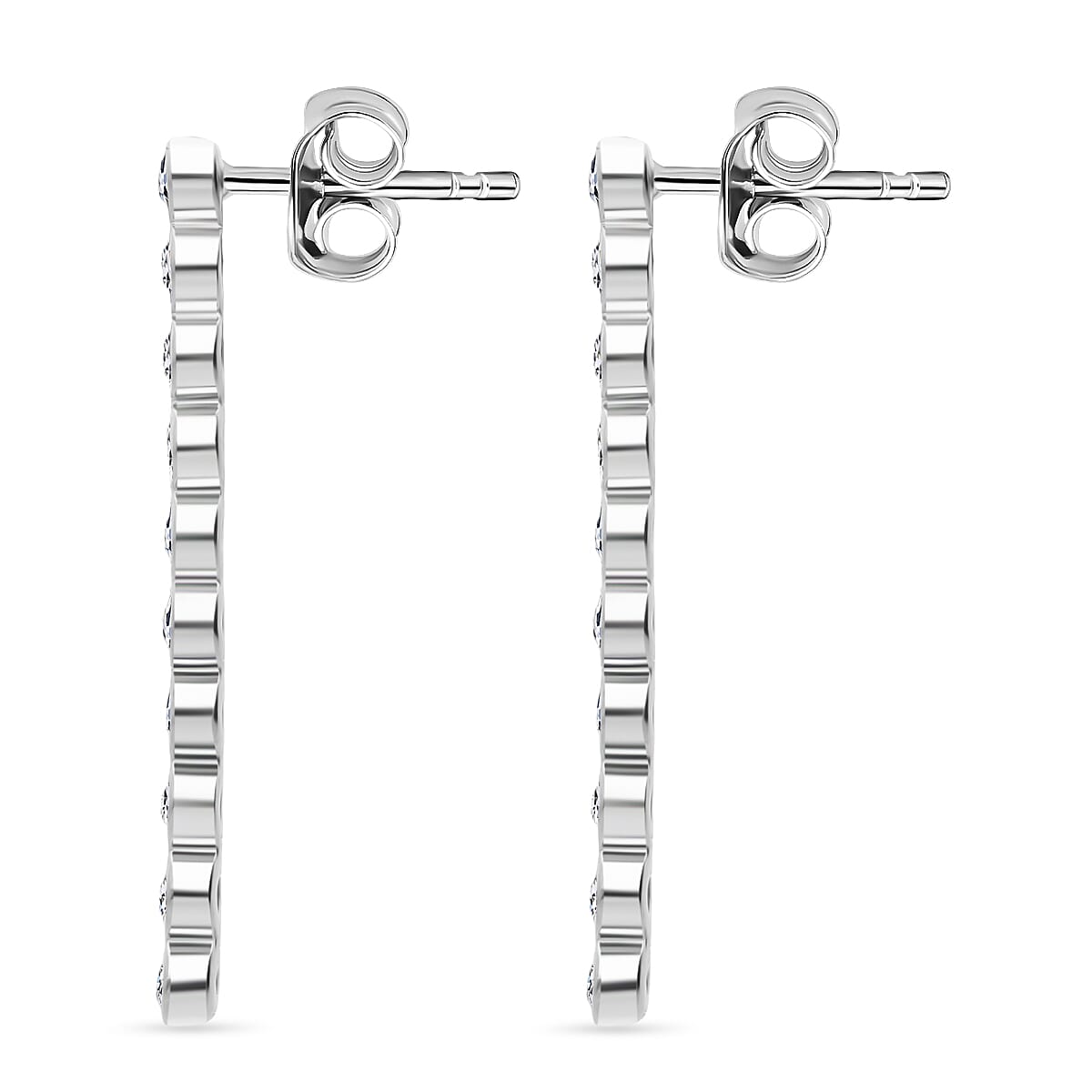 Luxuriant Lab Grown Diamond (SI-GH) Earring with Push Back in Rhodium Overlay Sterling Silver 0.50 Ct.