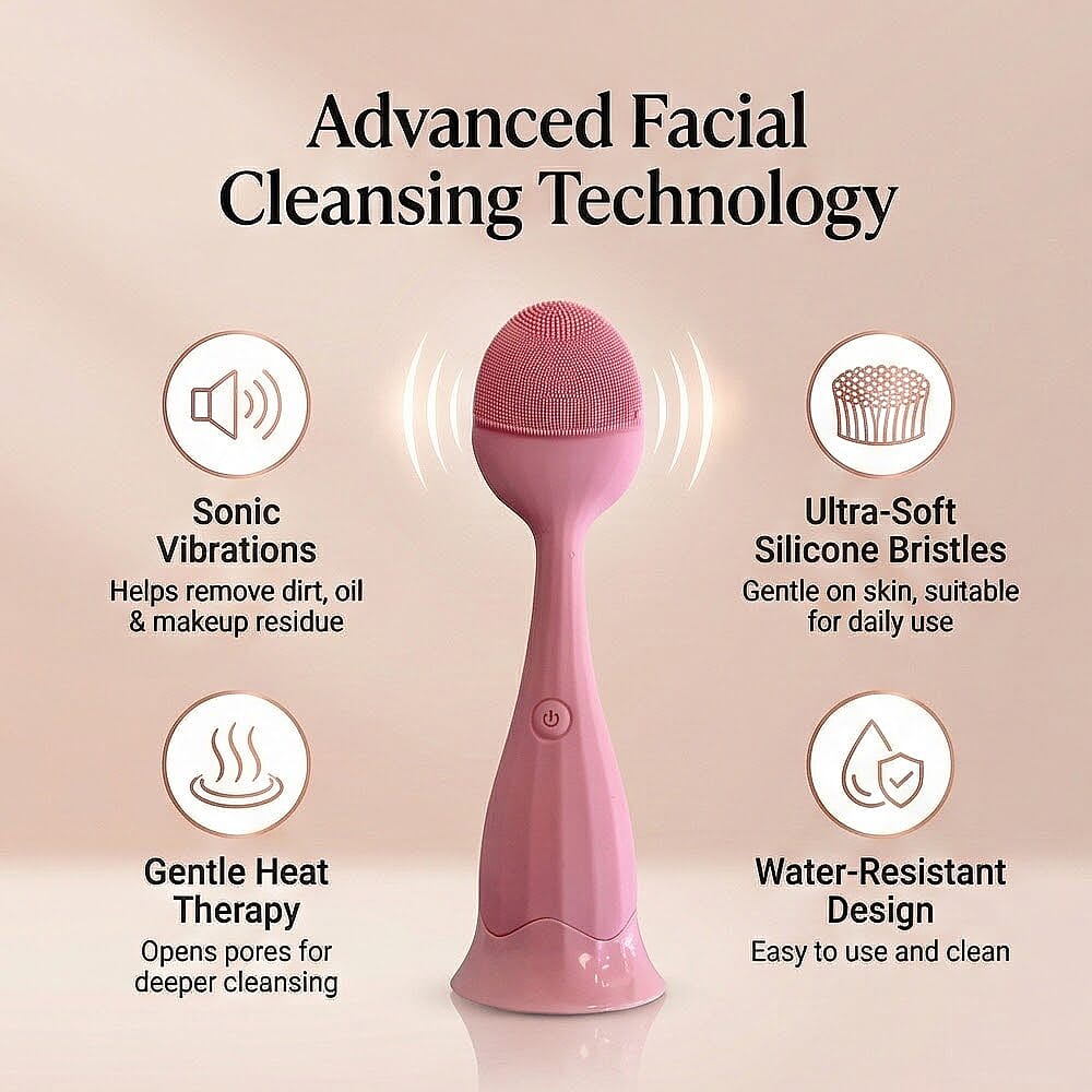 Blushly Vibrating Silicone Cleansing Tool with Heat Treatment - Pink