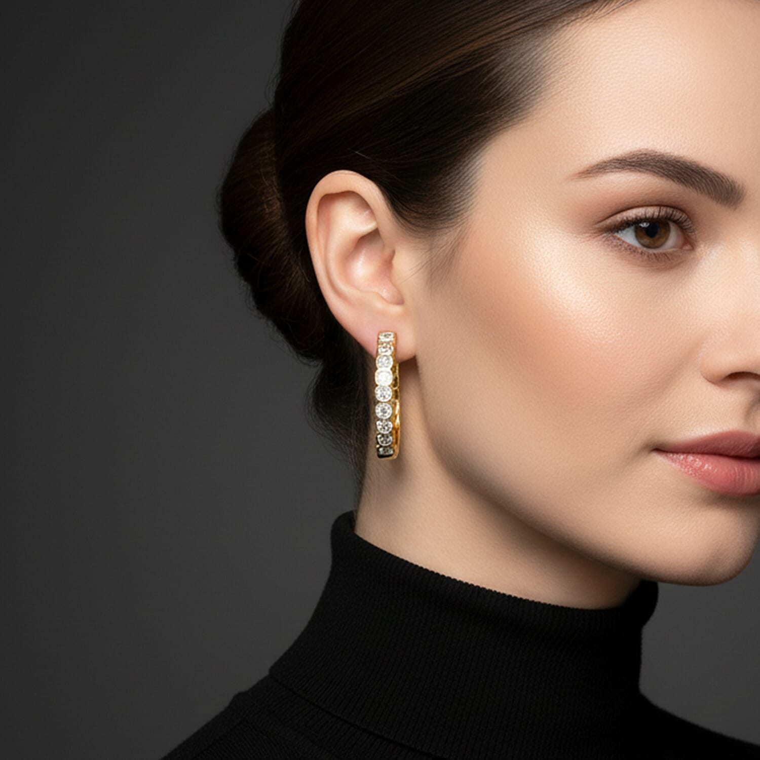 Luxuriant Lab Grown Diamond (SI-GH) Earring with Hoop in 18K Vermeil Yellow Gold Plated Sterling Silver 0.50 Ct.
