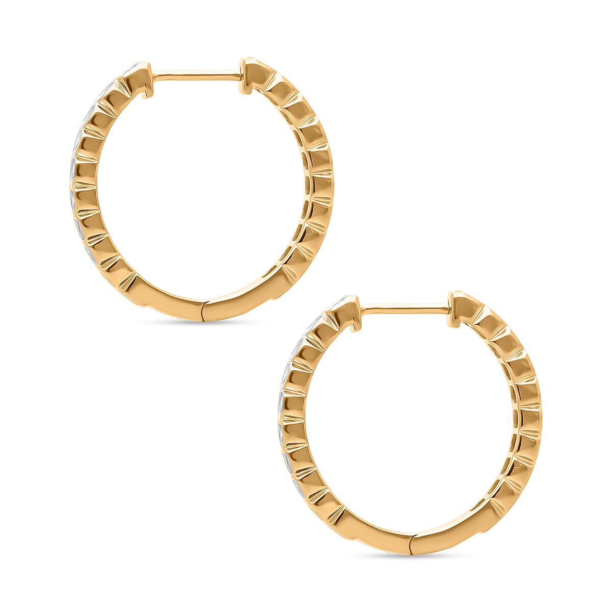 Luxuriant Lab Grown Diamond (SI-GH) Earring with Hoop in 18K Vermeil Yellow Gold Plated Sterling Silver 0.50 Ct.