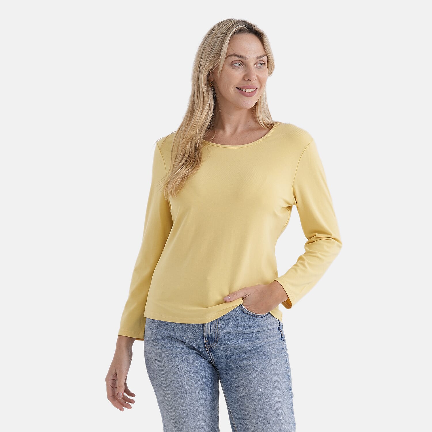 Styled By Solid Colour Round-Neck Top