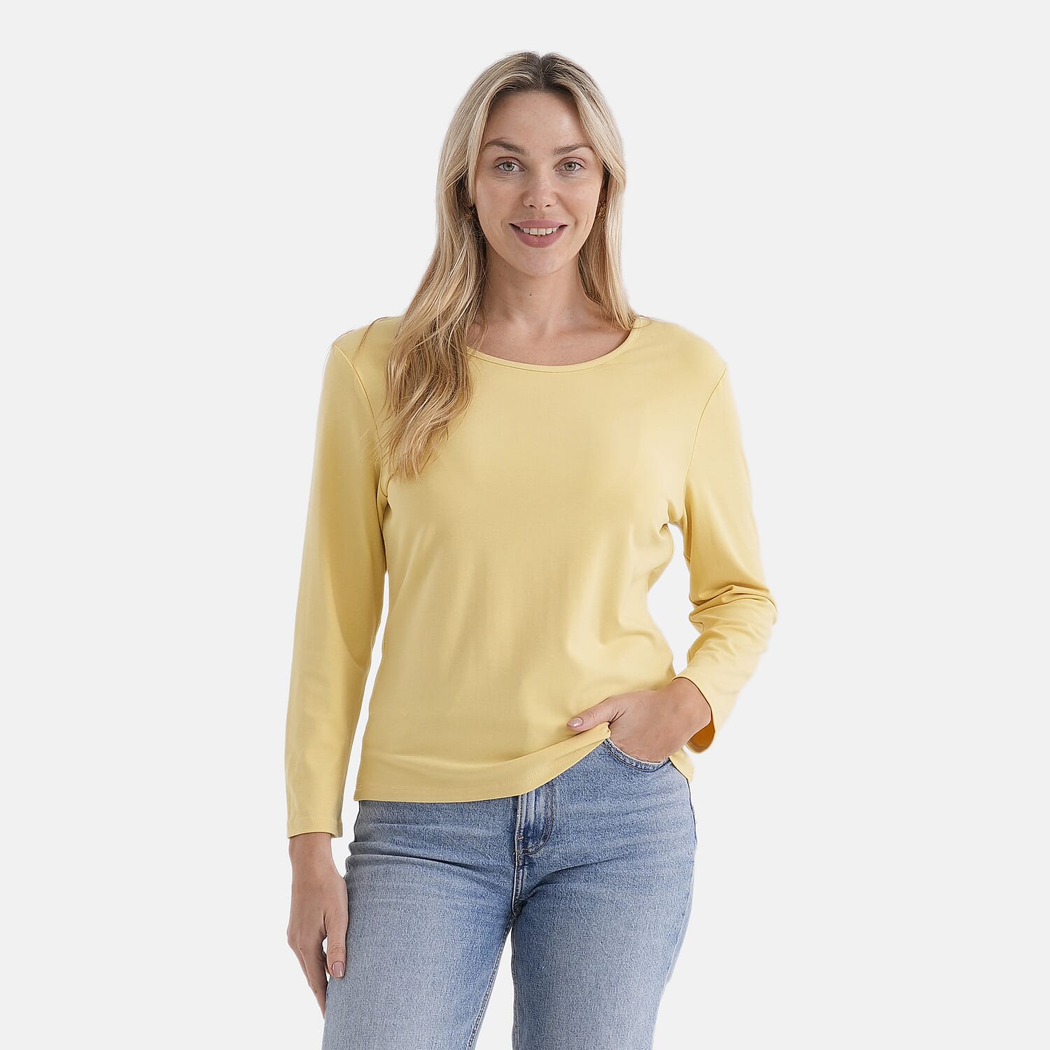 Styled By Solid Colour Round-Neck Top