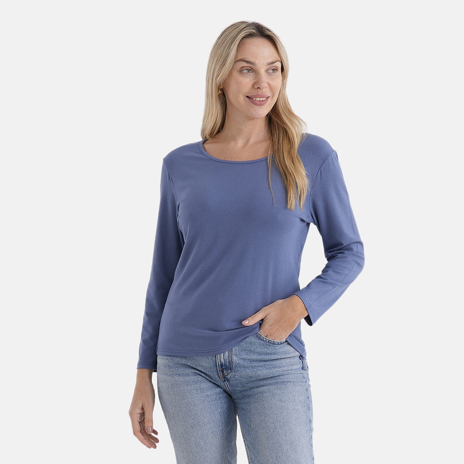 Styled By Solid Colour Round-Neck Top