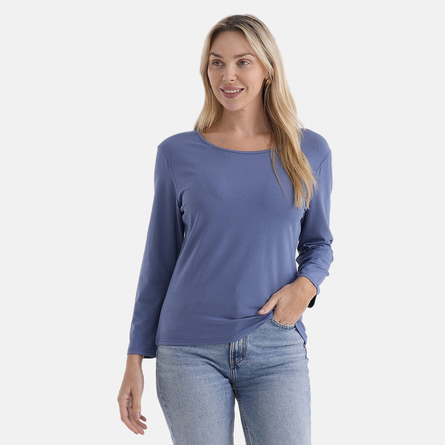 Styled By Solid Colour Round-Neck Top