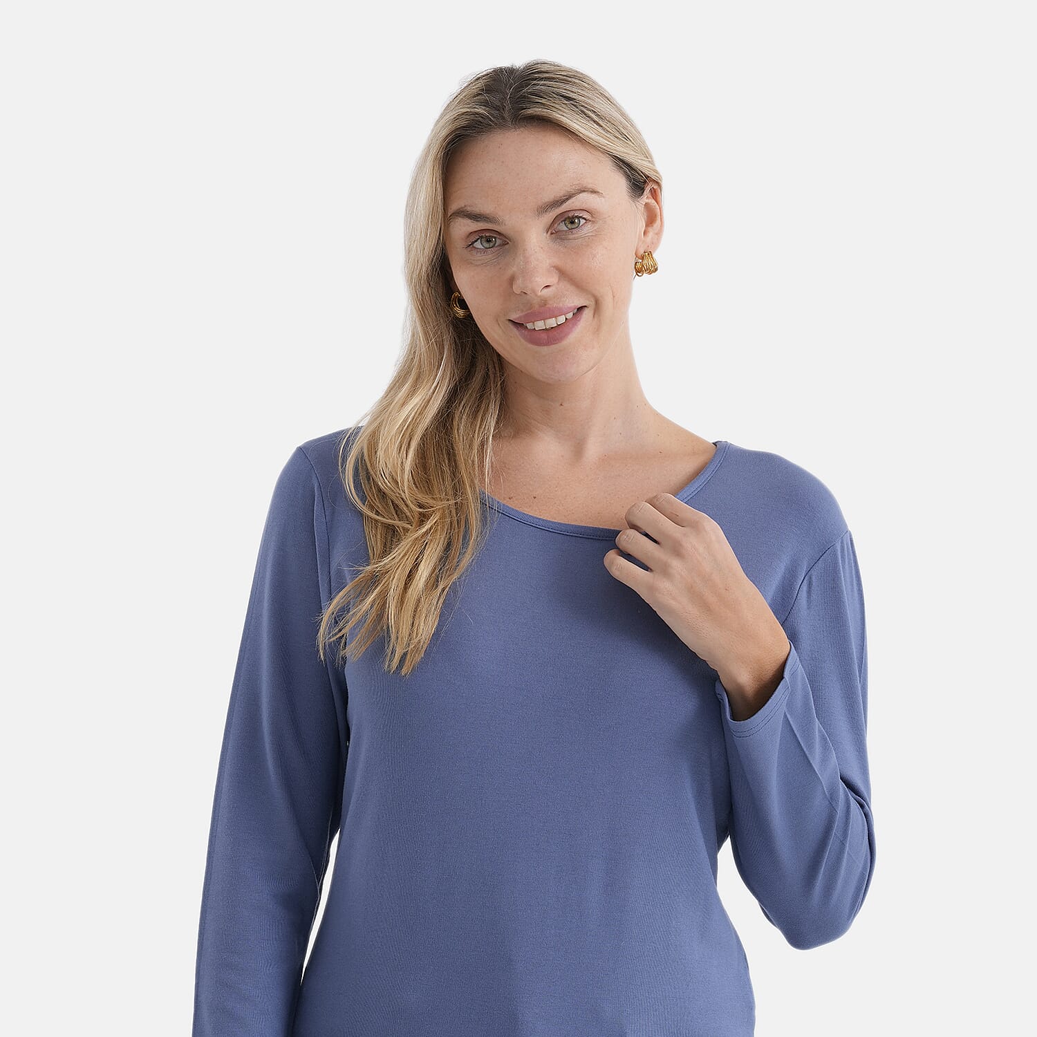 Styled By Solid Colour Round-Neck Top
