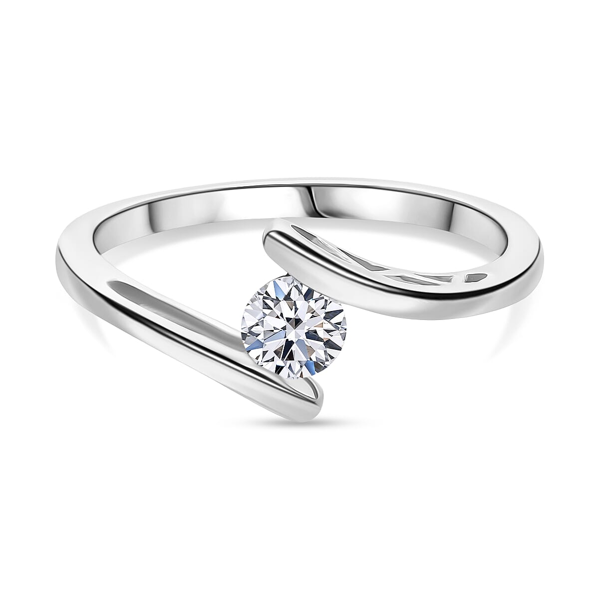 Luxuriant Round Cut Lab Grown Diamond Ring in Sterling Silver