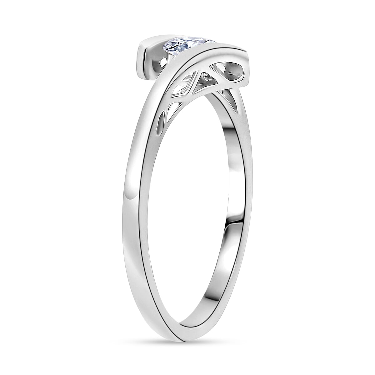Luxuriant Round Cut Lab Grown Diamond Ring in Sterling Silver
