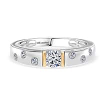 LUXURIANT Lab Grown Diamond Band Ring in Rhodium and 18K Yellow Gold Plated Sterling Silver 0.50 Ct. (SI-GH)