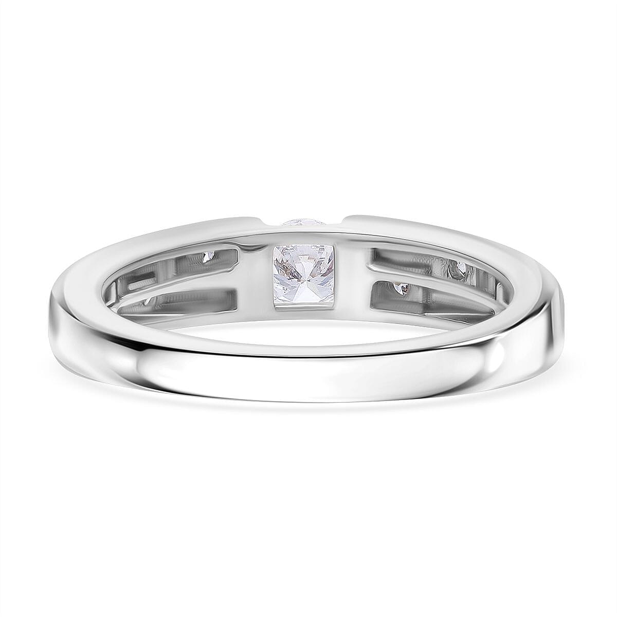 Luxuriant Lab Grown Diamond (SI-GH) Ring in 18K Yellow Gold Plated & Rhodium Overlay Sterling Silver 0.50 Ct.