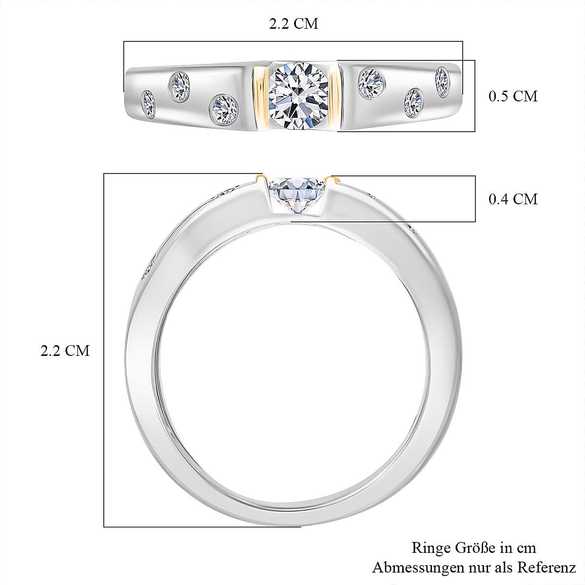 Luxuriant Lab Grown Diamond (SI-GH) Ring in 18K Yellow Gold Plated & Rhodium Overlay Sterling Silver 0.50 Ct.