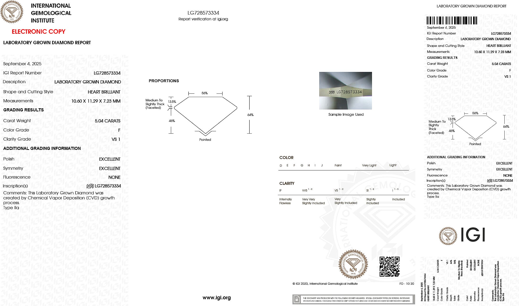 Luxuriant 950 Platinum IGI Certified Lab Grown Diamond (VS-EF) Ring 5.52 Ct, Platinum Wt. 7.00 Gms.
