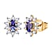 Tanzanite & White Zircon Stud Push Post Earring in Platinum Overlay Sterling Silver 0.92 Ct.