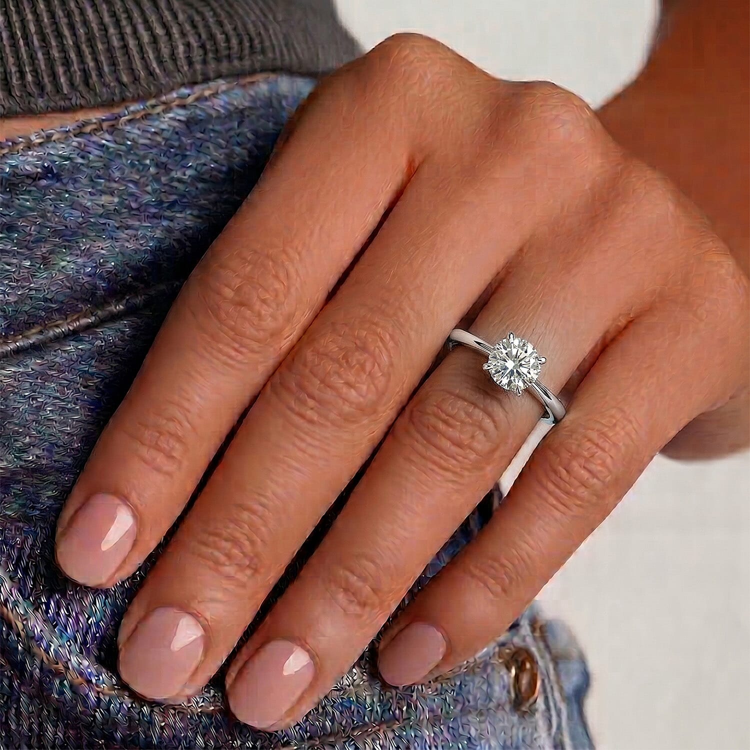 LUXURIANT 1 Ct. Lab Grown Diamond Solitaire Ring in Sterling Silver