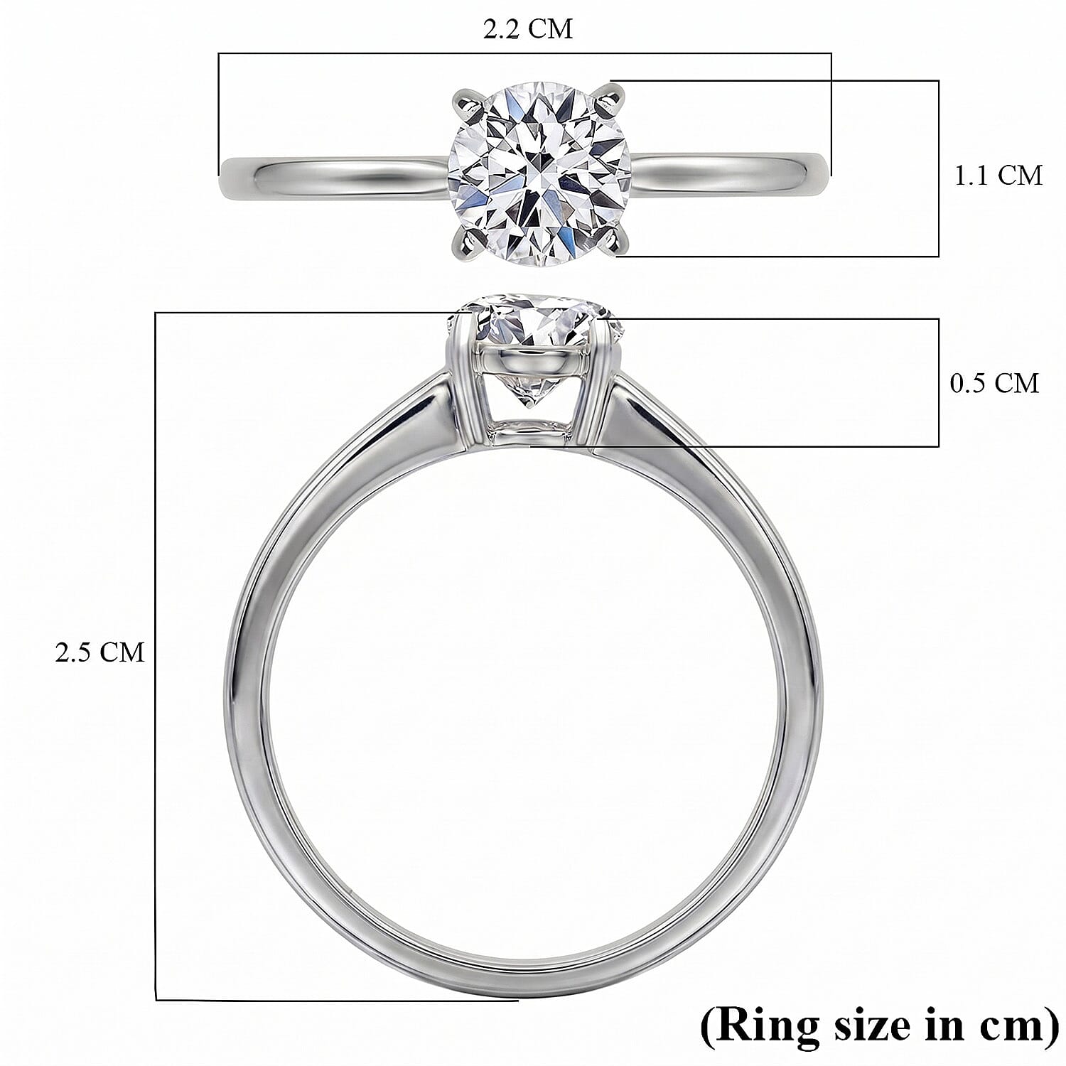 LUXURIANT 1 Ct. Lab Grown Diamond Solitaire Ring in Sterling Silver