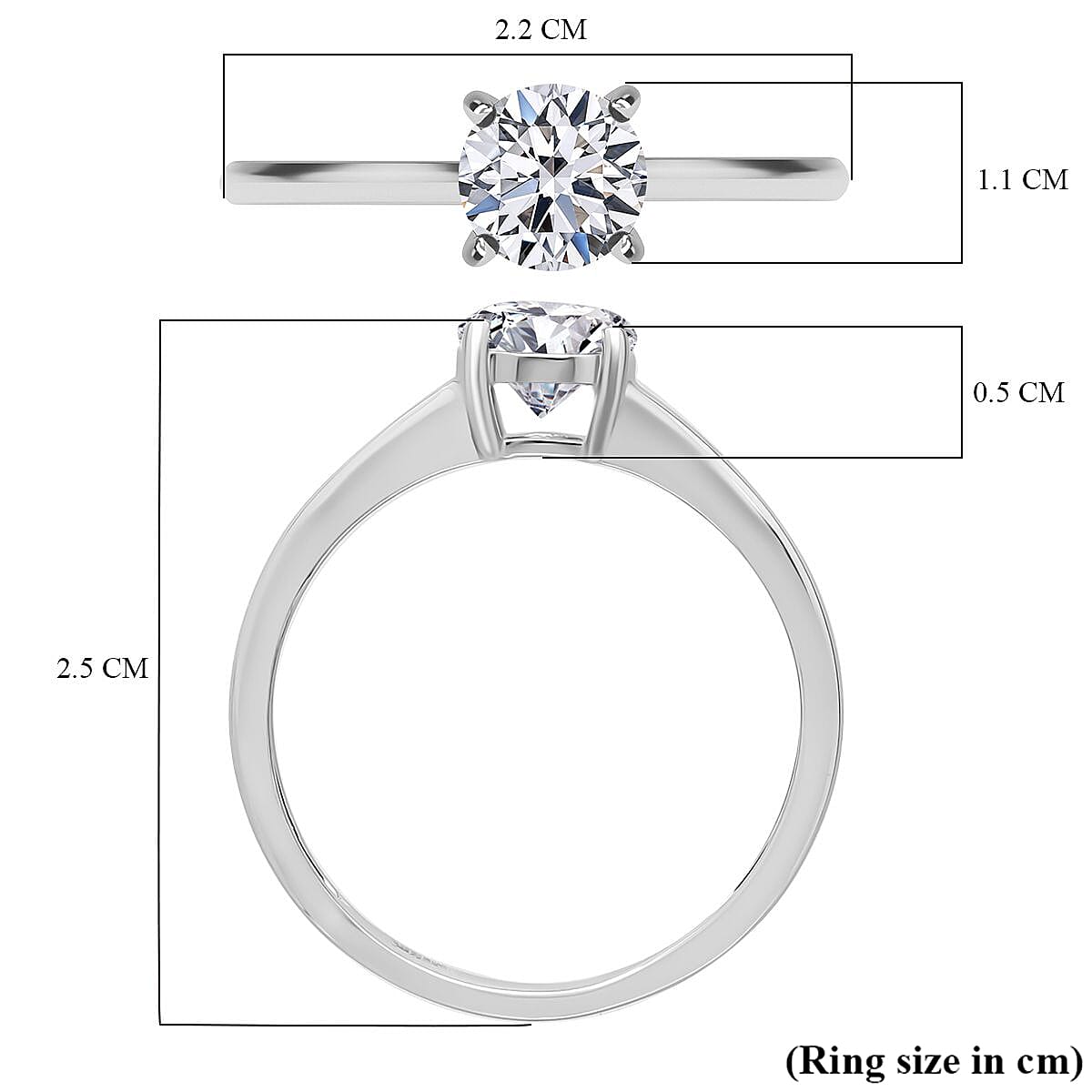 LUXURIANT 1 Ct. Lab Grown Diamond Solitaire Ring in Sterling Silver
