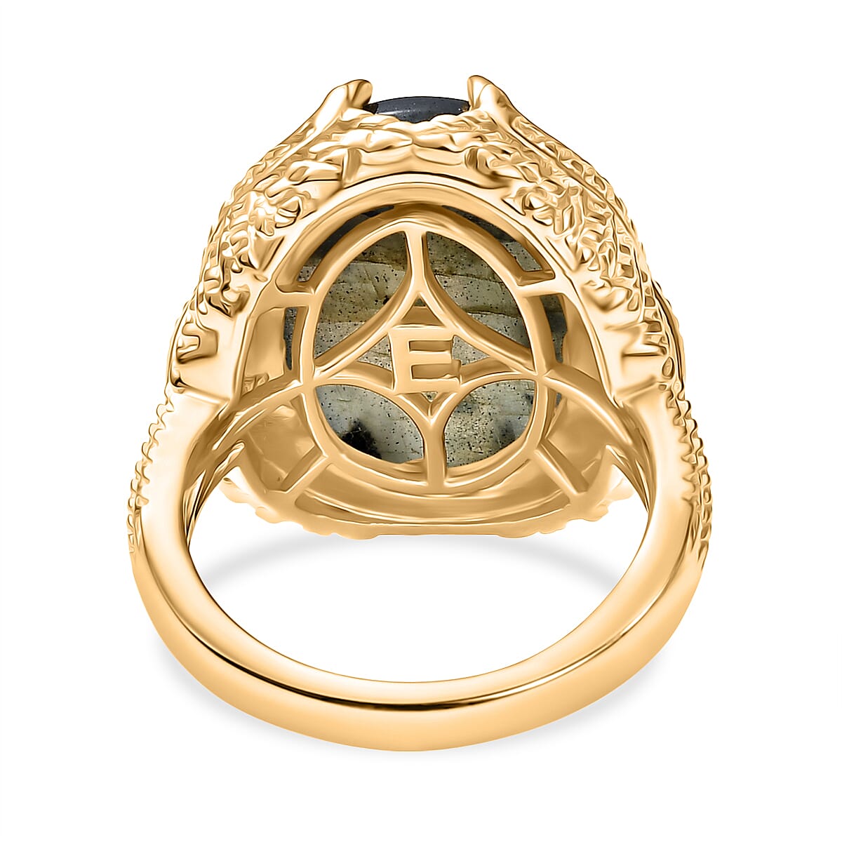 EverTrue Labradorite & Black Spinel Ring in Yellow Gold Plated 11.72 Ct.