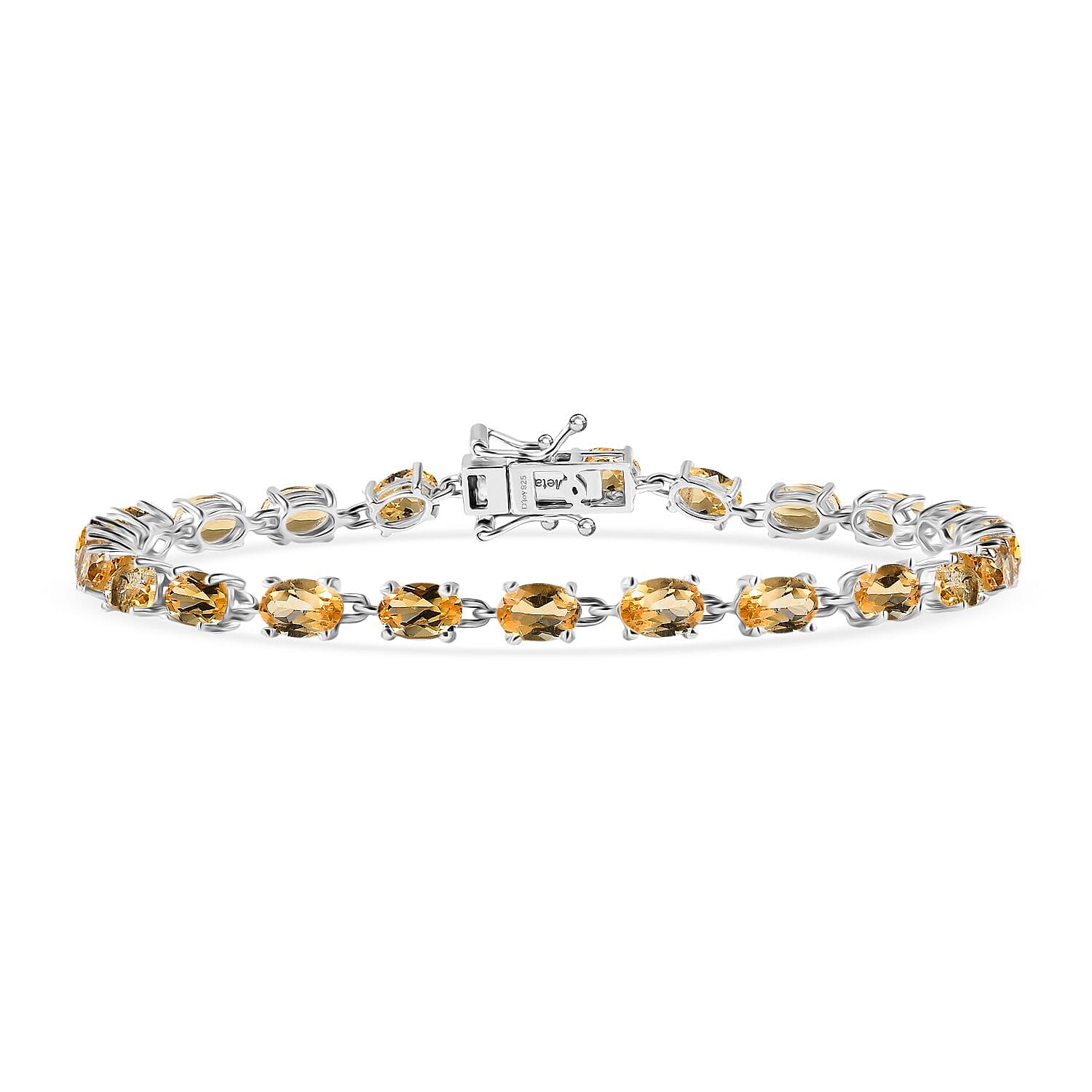 D'Joy Citrine Cluster Bracelet (Size 7.5) with GB Lock Box in Platinum Overlay Sterling Silver 9.43 Ct, Silver Wt. 5.84 Gms.