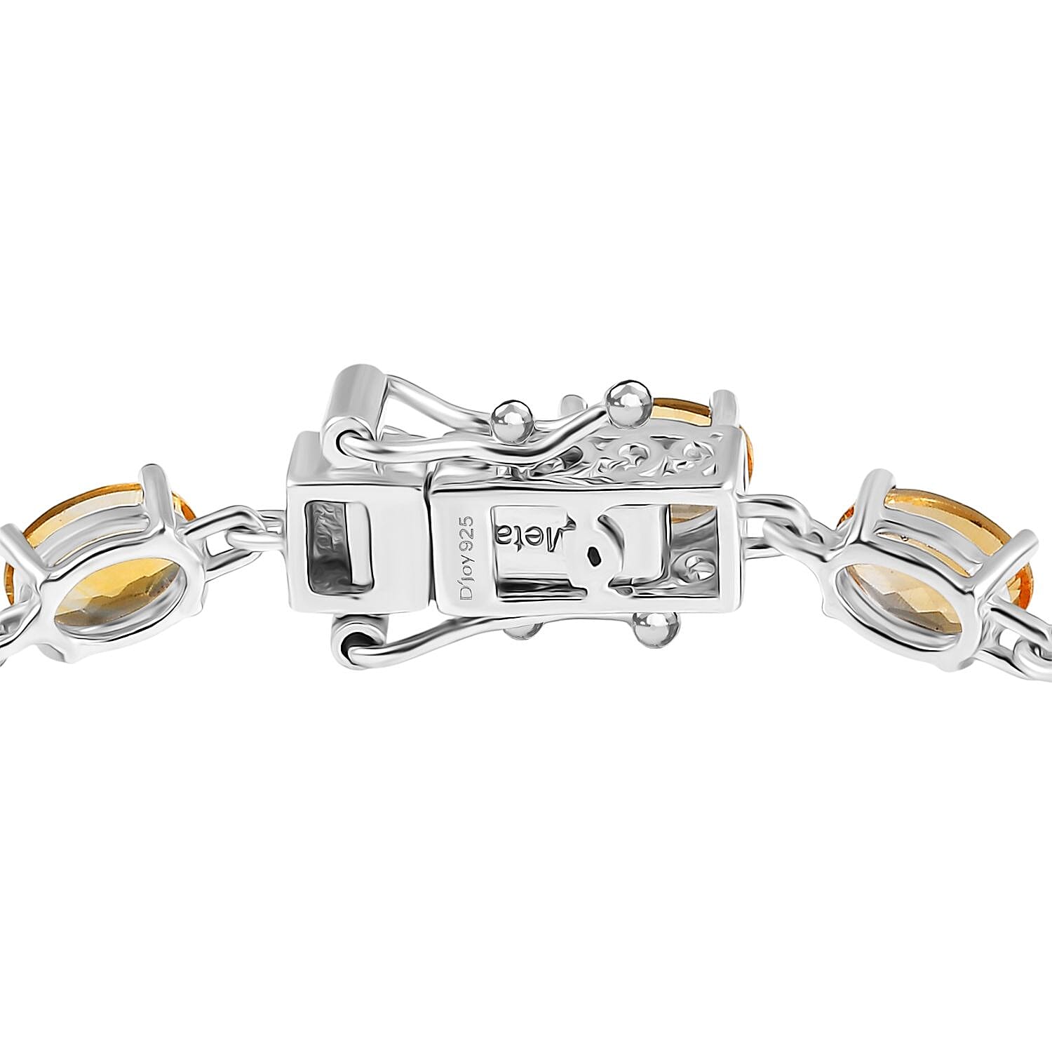 D'Joy Citrine Cluster Bracelet (Size 7.5) with GB Lock Box in Platinum Overlay Sterling Silver 9.43 Ct, Silver Wt. 5.84 Gms.