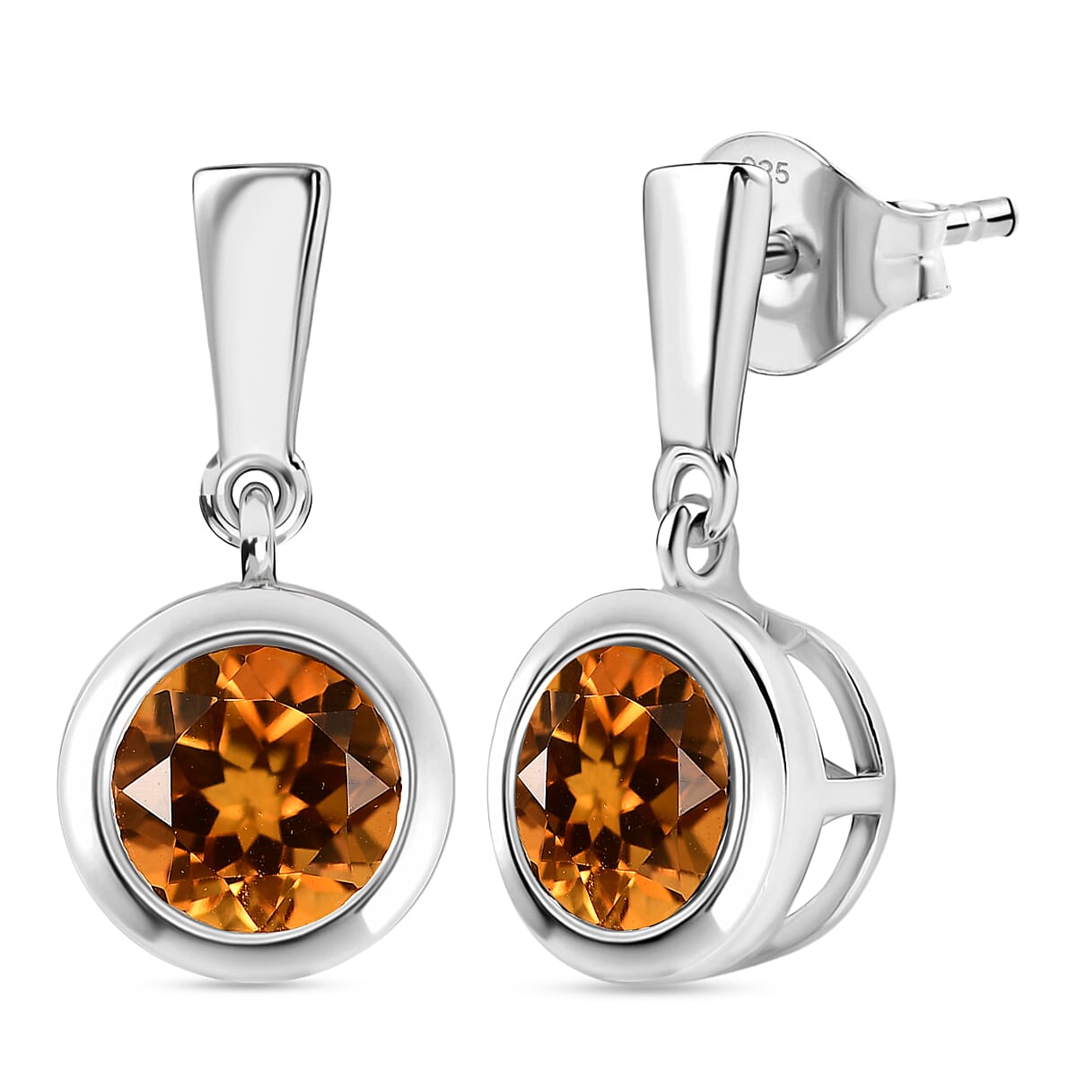 D'Joy Serra Gaucha Citrine Dangling Earring in Platinum Overlay Sterling Silver 2.45 Ct.