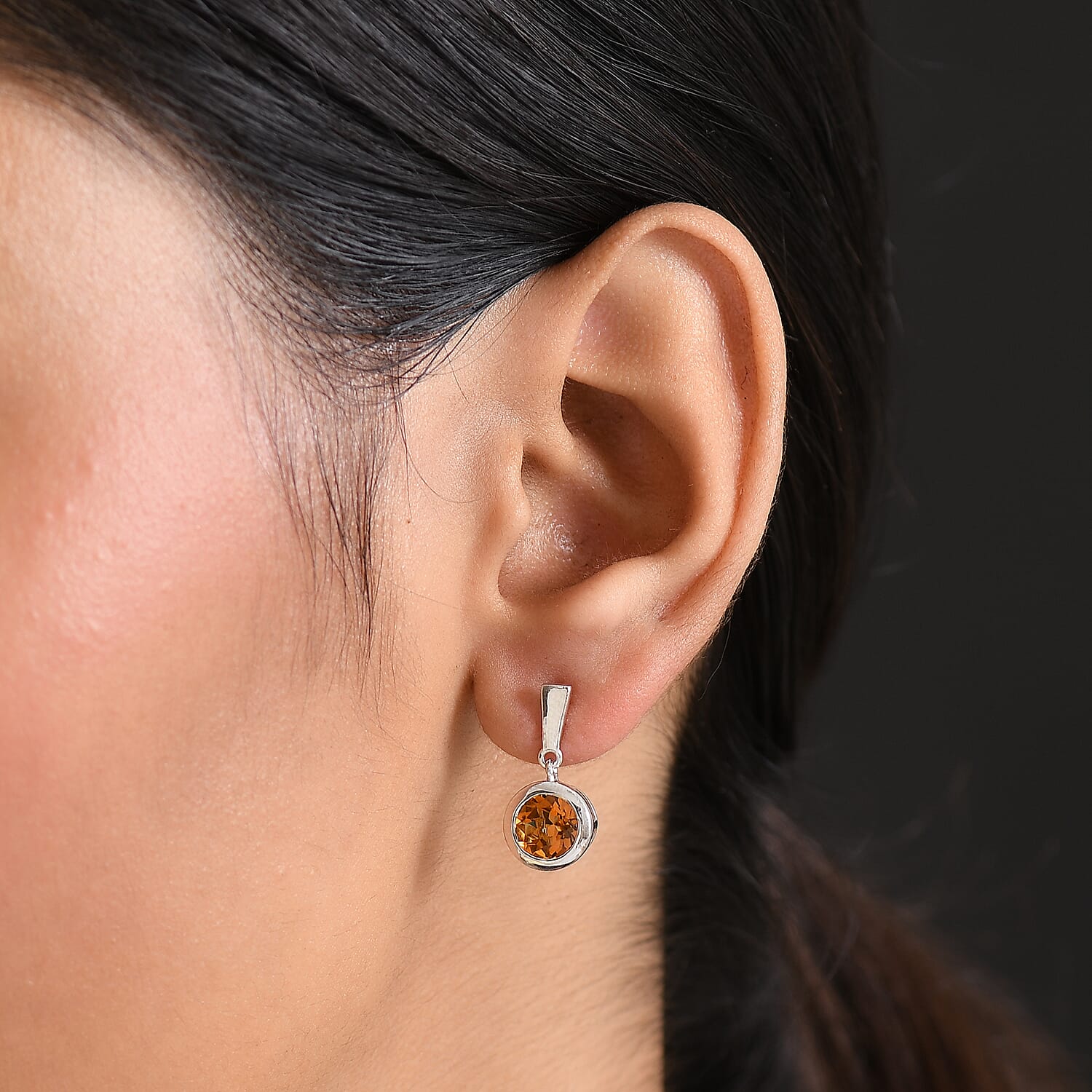 D'Joy Serra Gaucha Citrine Dangling Earring in Platinum Overlay Sterling Silver 2.45 Ct.