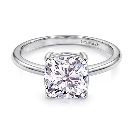 LUXURIANT 1 Ct. Lab Grown Diamond Cushion Cut Solitaire Ring in Rhodium Overlay Sterling Silver LUXURIANT 1 Ct. Lab Grown Diamond Cushion Cut Solitaire Ring in Rhodium Overlay Sterling Silver