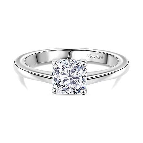 Luxuriant Lab Grown Diamond (SI-GH) Cushion Cut Ring in Rhodium Overlay Sterling Silver 1.00 Ct.