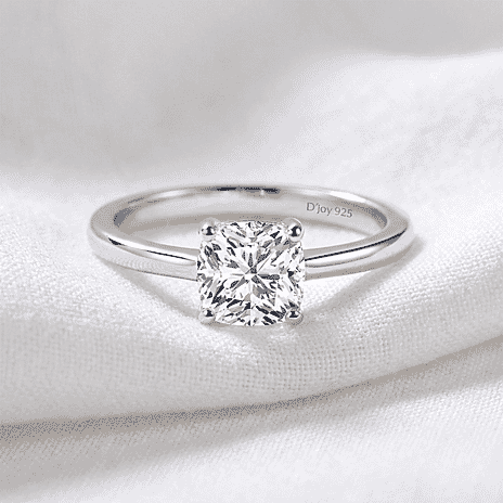 Luxuriant Lab Grown Diamond (SI-GH) Cushion Cut Ring in Rhodium Overlay Sterling Silver 1.00 Ct.