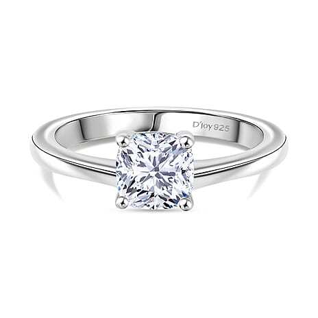 Luxuriant Lab Grown Diamond (SI-GH) Cushion Cut Ring in Rhodium Overlay Sterling Silver 1.00 Ct.