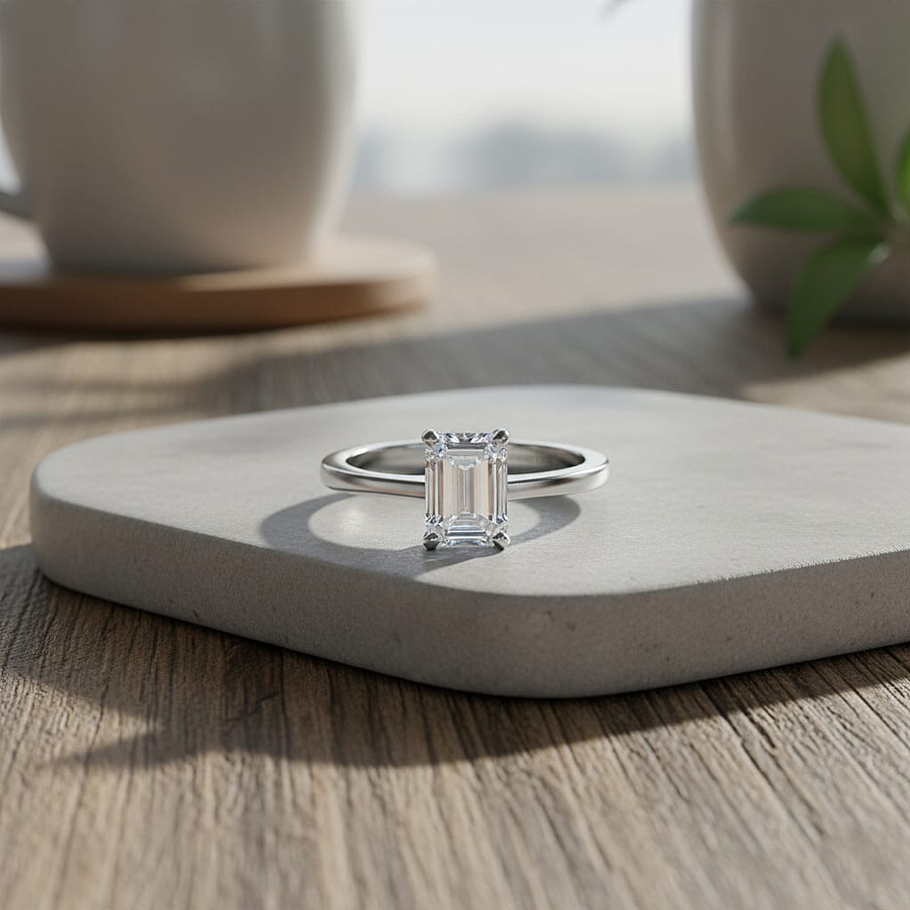 Luxuriant Lab Grown Diamond (SI-GH) Ring in Rhodium Overlay Sterling Silver 1.00 Ct.