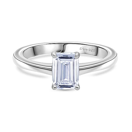 LUXURIANT 1 Ct. Lab Grown Diamond Solitaire Ring in Rhodium Overlay Sterling Silver