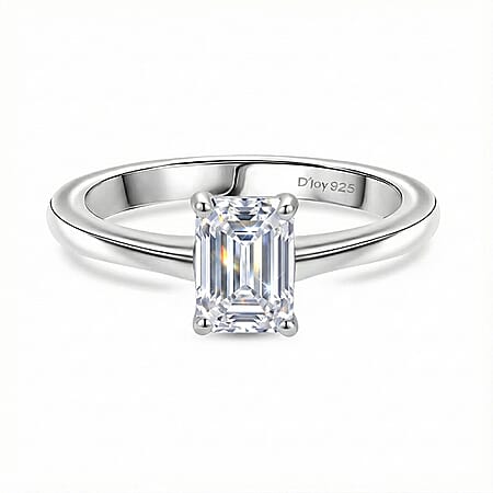 LUXURIANT 1 Ct. Lab Grown Diamond Solitaire Ring in Rhodium Overlay Sterling Silver