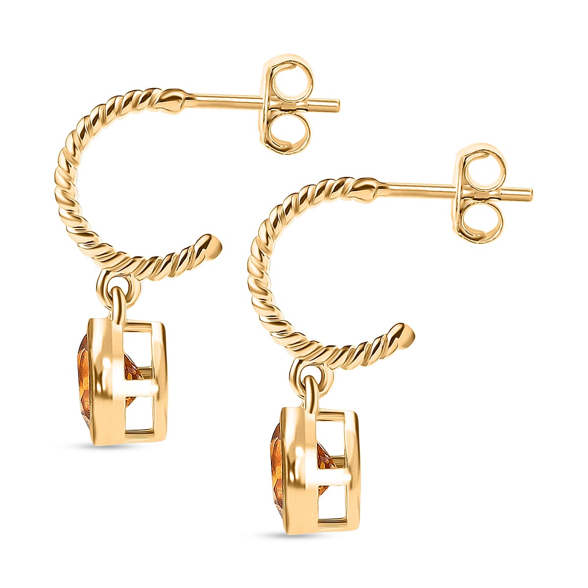 D'Joy Serra Gaucha Citrine Dangling Earring in Yellow Gold Plated Sterling Silver 1.54 Ct.