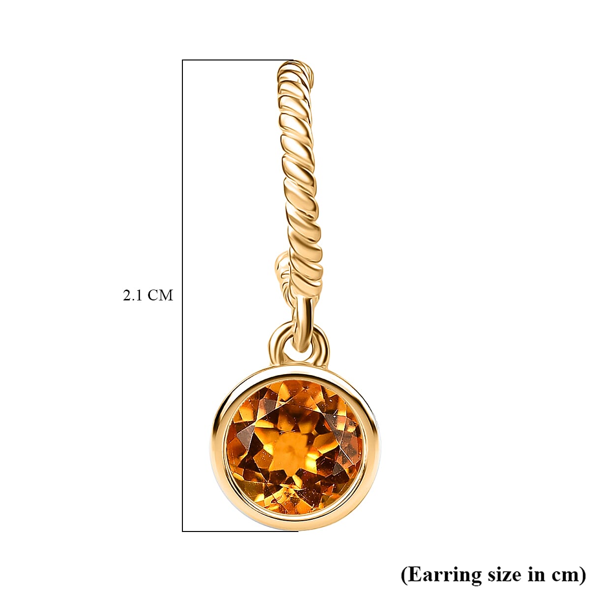D'Joy Serra Gaucha Citrine Dangling Earring in Yellow Gold Plated Sterling Silver 1.54 Ct.