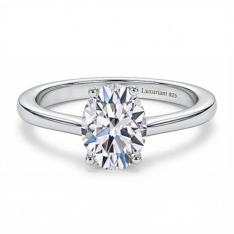Luxuriant Lab Grown Diamond (SI-GH) Oval Cut Ring in Rhodium Overlay Sterling Silver 1.00 Ct.