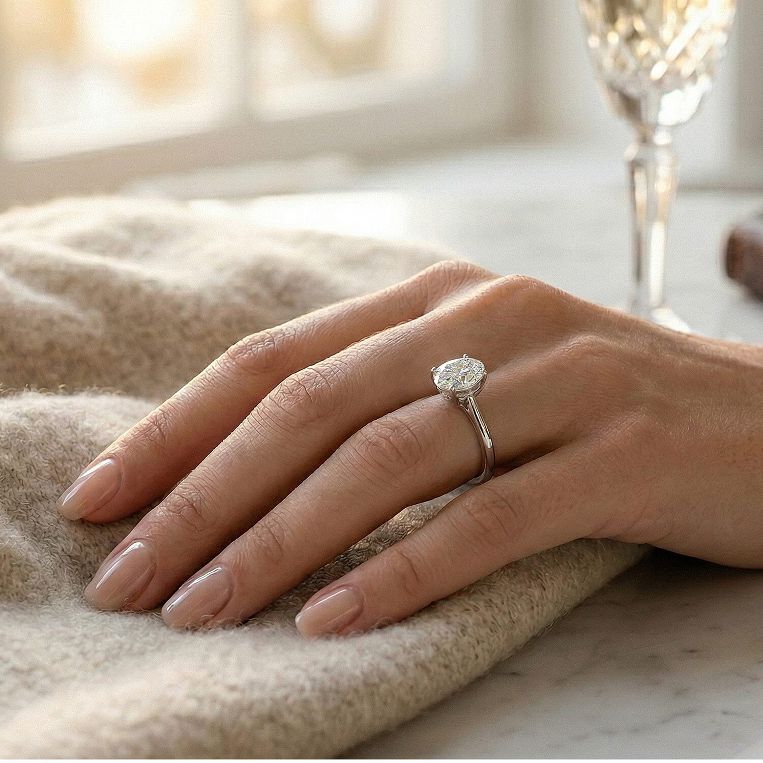 LUXURIANT 1 Ct. Lab Grown Diamond Solitaire Ring in Sterling Silver